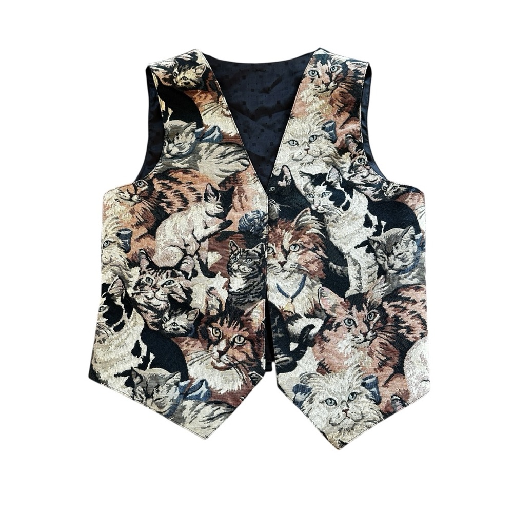 Vintage 90’s Tapestry Cat Vest Small